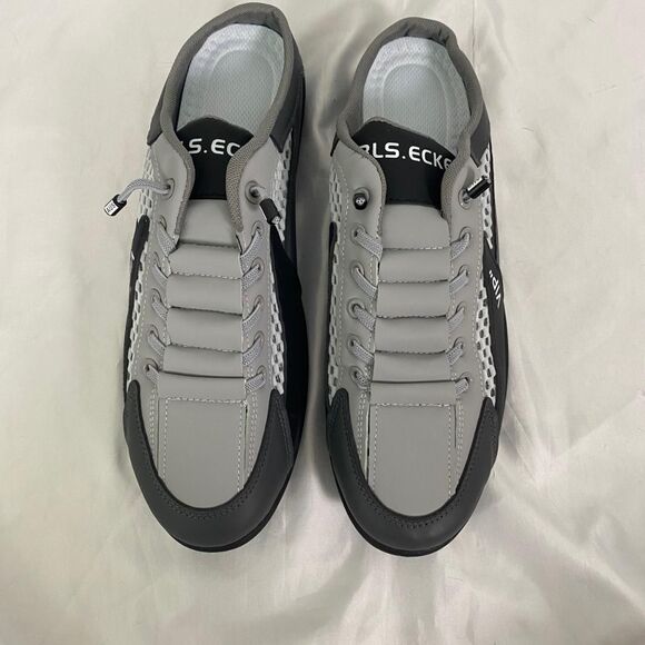 Men's Open Back Pull On Sneaker Black Gray EU 48 / US 15 - Picture 2 of 7